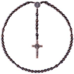Handmade Wooden Catholic Rosary, Cross Pendant Necklace